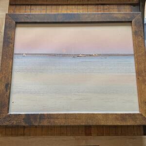 8x10 glossy full moon rise over Provincetown harbor